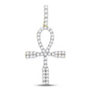 10kt Yellow Gold Mens Round Diamond Ankh Cross Charm Pendant 1 Cttw