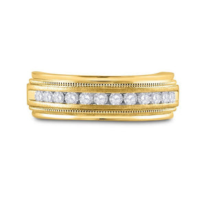 10kt Yellow Gold Mens Round Diamond Wedding Single Row Band Ring 1/2 Cttw