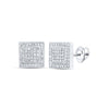 10kt White Gold Womens Round Diamond Square Earrings 3/8 Cttw