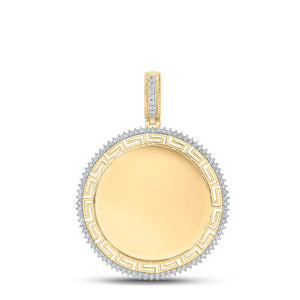 10kt Yellow Gold Mens Round Diamond Memory Circle Charm Pendant 1/4 Cttw