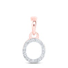 10kt Rose Gold Womens Round Diamond O Initial Letter Pendant 1/20 Cttw