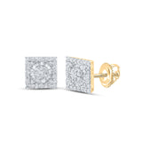 14kt Yellow Gold Round Diamond Square Earrings 7/8 Cttw