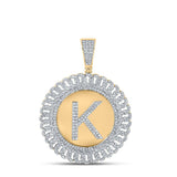 10kt Yellow Gold Mens Round Diamond K Letter Charm Pendant 1-1/4 Cttw