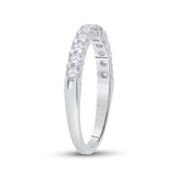 14kt White Gold Womens Round Diamond Single Row Band Ring 1/2 Cttw