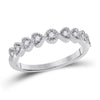 14kt White Gold Womens Round Diamond Heart Stackable Band Ring 1/10 Cttw