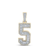 14kt Two-tone Gold Mens Baguette Diamond Number 5 Charm Pendant 1-5/8 Cttw