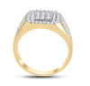 14kt Yellow Gold Mens Round Diamond Square Ring 1-1/4 Cttw