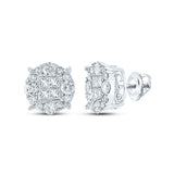 14kt White Gold Womens Princess Diamond Cluster Earrings 2 Cttw