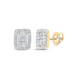 10kt Yellow Gold Womens Baguette Diamond Rectangle Cluster Earrings 3/4 Cttw