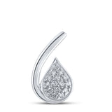 10kt White Gold Womens Round Diamond Teardrop Pendant 1/10 Cttw