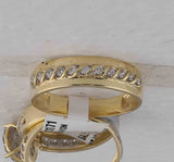 10kt Yellow Gold His Hers Round Diamond Cluster Matching Wedding Set 3/4 Cttw