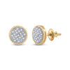 10kt Yellow Gold Womens Round Diamond Circle Cluster Earrings 1/10 Cttw