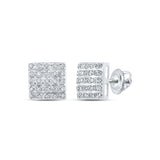 10kt White Gold Womens Round Diamond Square Earrings 1/6 Cttw