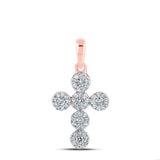 10kt Rose Gold Womens Round Diamond Cross Pendant 1/4 Cttw