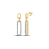 10kt Yellow Gold Womens Round Diamond Oblong Dangle Earrings 1/5 Cttw