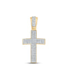 10kt Yellow Gold Mens Round Diamond Cross Charm Pendant 1 Cttw