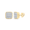 10kt Yellow Gold Womens Round Diamond Square Earrings 1/5 Cttw