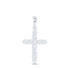 14kt White Gold Womens Round Diamond Cross Religious Pendant 1/4 Cttw