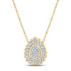 10kt Yellow Gold Womens Round Diamond Teardrop Pendant 1/5 Cttw