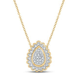 10kt Yellow Gold Womens Round Diamond Teardrop Pendant 1/5 Cttw