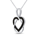 Sterling Silver Womens Round Black Color Enhanced Diamond Heart Pendant .01 Cttw