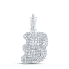 10kt White Gold Womens Round Diamond B Initial Letter Pendant 1/4 Cttw