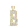 10kt Yellow Gold Mens Round Diamond B Initial Letter Charm Pendant 2-3/4 Cttw