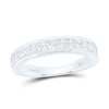 14kt White Gold Womens Round Diamond Wedding Single Row Band 3/4 Cttw