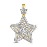 10kt Yellow Gold Mens Round Diamond Concentric Star Charm Pendant 3/4 Cttw