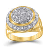 10kt Yellow Gold Mens Round Diamond Circle Cluster Ring 1/4 Cttw