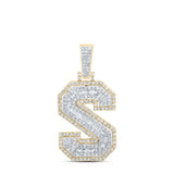 10kt Yellow Gold Mens Round Diamond S Initial Letter Charm Pendant 3/4 Cttw