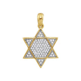 10kt Yellow Gold Mens Round Diamond 6-Point Star Magen David Charm Pendant 1/5 Cttw