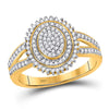 10kt Yellow Gold Womens Round Diamond Oval Cluster Ring 1/4 Cttw