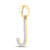 14kt Yellow Gold Womens Round Diamond J Initial Letter Pendant 1/10 Cttw
