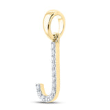 14kt Yellow Gold Womens Round Diamond J Initial Letter Pendant 1/10 Cttw