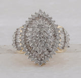 10kt Yellow Gold Womens Round Diamond Oval Cluster Ring 2 Cttw