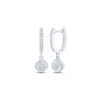 10kt White Gold Womens Round Diamond Dangle Earrings 1/4 Cttw