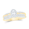 10kt Yellow Gold Oval Diamond Halo Bridal Wedding Ring Band Set 1/2 Cttw