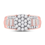 10kt Rose Gold Round Diamond Cluster Bridal Wedding Engagement Ring 1 Cttw