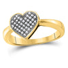 10kt Yellow Gold Womens Round Diamond Heart Cluster Ring 1/10 Cttw