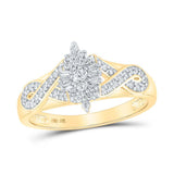 10kt Yellow Gold Womens Round Diamond Cluster Ring 1/4 Cttw