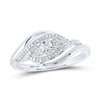 Sterling Silver Womens Round Diamond Crossover Band Ring 1/12 Cttw