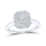 10kt White Gold Womens Round Diamond Cluster Ring 1/3 Cttw