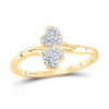 10kt Yellow Gold Womens Round Diamond Double Heart Ring 1/20 Cttw