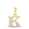 10kt Yellow Gold Womens Round Diamond K Initial Letter Pendant 1/12 Cttw