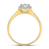10kt Yellow Gold Round Diamond Solitaire Halo Bridal Wedding Engagement Ring 1/12 Cttw