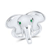 Sterling Silver Womens Round Emerald Elephant Animal Ring .03 Cttw