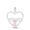 Sterling Silver Womens Round Diamond Mom Heart Pendant .02 Cttw
