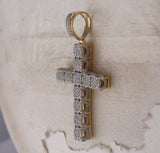 10kt Yellow Gold Mens Round Diamond Cross Charm Pendant 1 Cttw