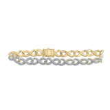 10kt Yellow Gold Mens Round Diamond Infinity Link Bracelet 6-1/3 Cttw